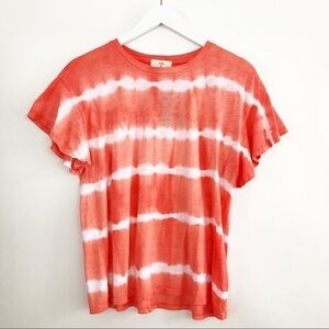 Anthropologie Orange Tie Dye Short Sleeved Tee Top Small